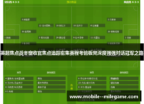 英超焦点战冬窗收官焦点追踪密集赛程考验板凳深度强强对话冠军之路 英超焦点战冬窗收官焦点追踪密集赛程考验板凳深度强强对话冠军之路
